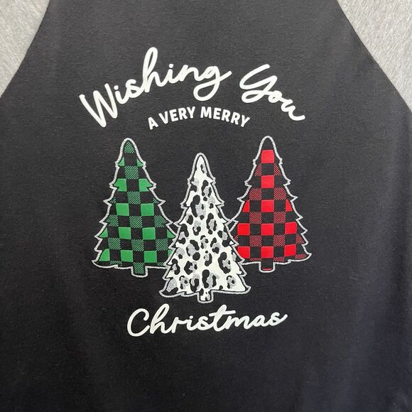 Holiday Time | Merry Christmas Trees Holiday Plaid Graphic Raglan Too Small - Picture 4 of 7